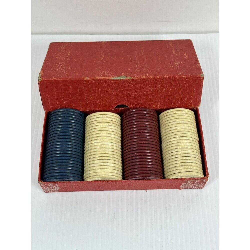 Vintage Poker Chips U.S. 1‎ 1/2 Inch Superior Plain Assorted Red White Blue
